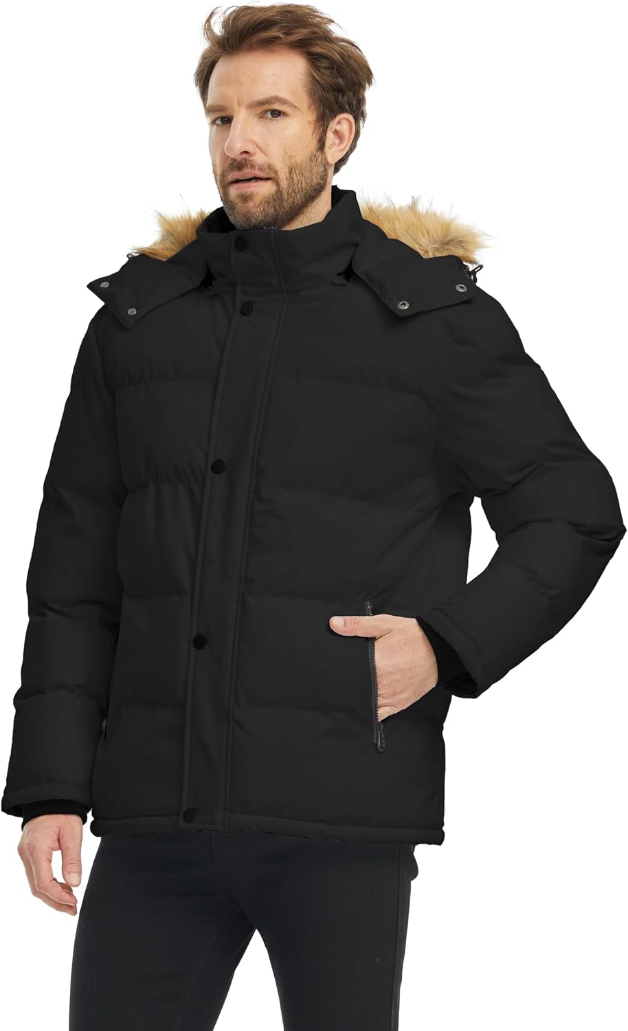 Men's winter puffer jacket waterproof hooded coat