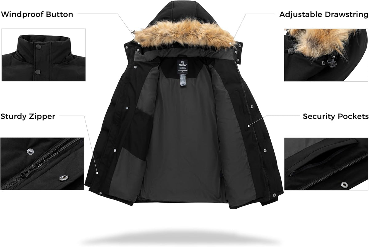 Men's winter puffer jacket waterproof outdoor coat