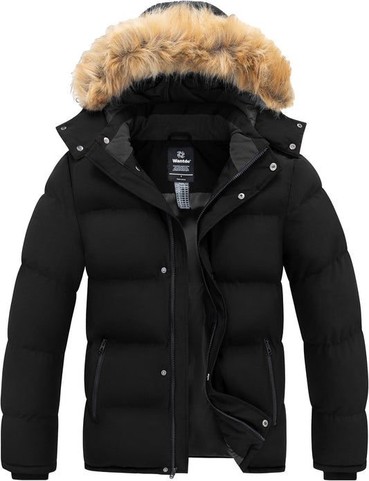 Men's winter puffer jacket waterproof hooded coat