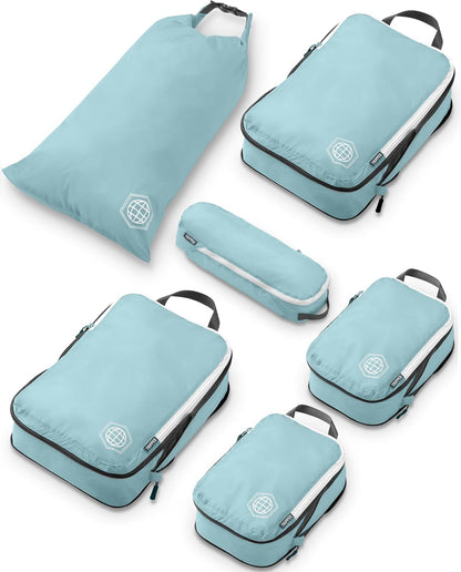 Compression Packing Cubes for Carry-On Travel 6-Pack | Ultralight Ripstop Packing Cubes with Compression Zippers for Organized Carry-On Luggage, Backpack, and Travel Packing