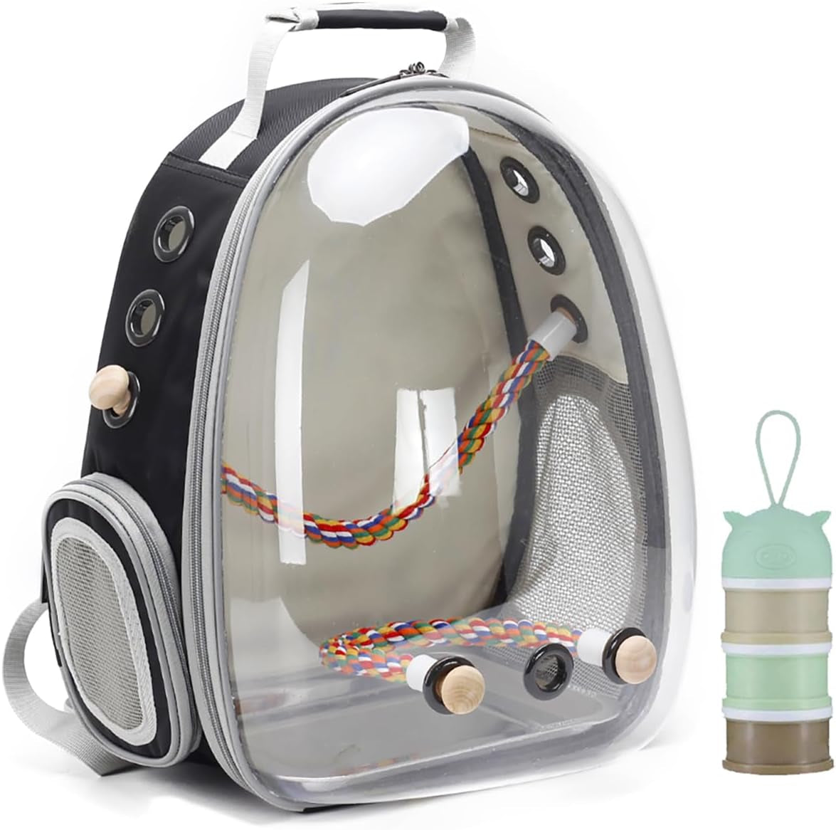 Bird travel carrier backpack with clear bubble window