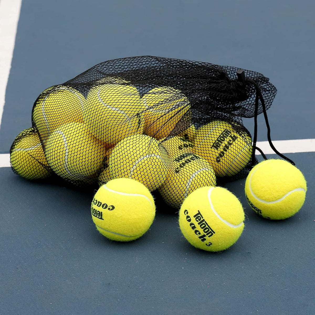 Pressure Training Tennis Balls-12 or 18 Count-Mesh Carry Bag，4 Colors Available，Pressureless Training Exercise Tennis Balls for Beginners.